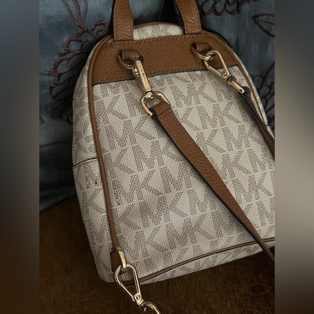 Michael Kors Beige and Brown Mini Backpack - Picture 7 of 14